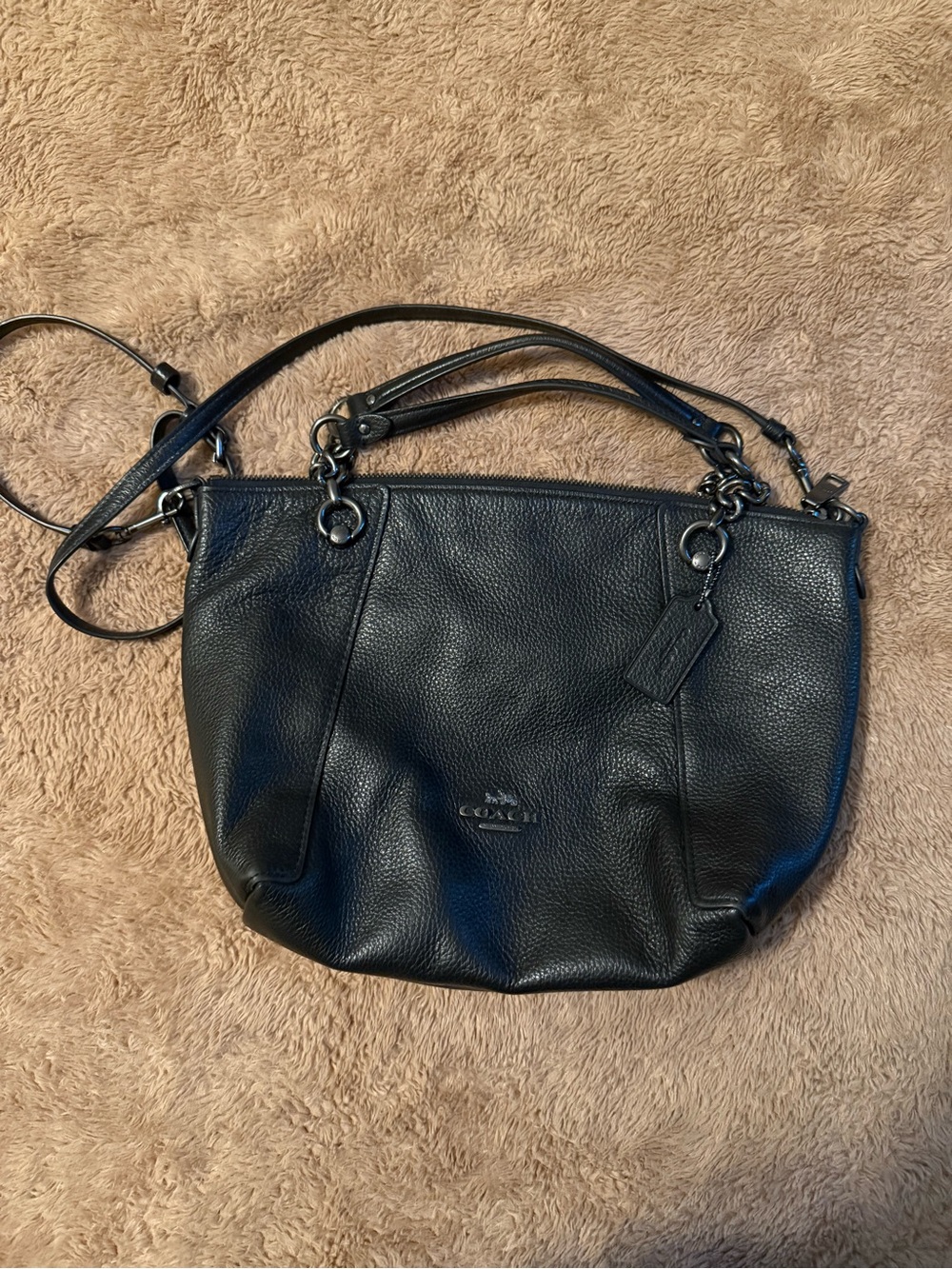 Coach Black Pebbled Leather Shoulder Tote